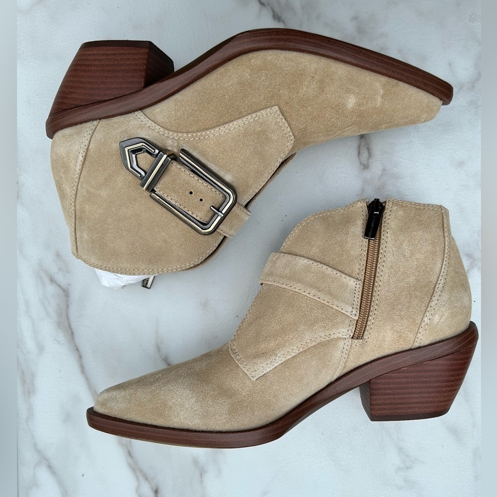 Vince Camuto Ashena Suede Western Buckle Booties size 9 new - Picture 5 of 6